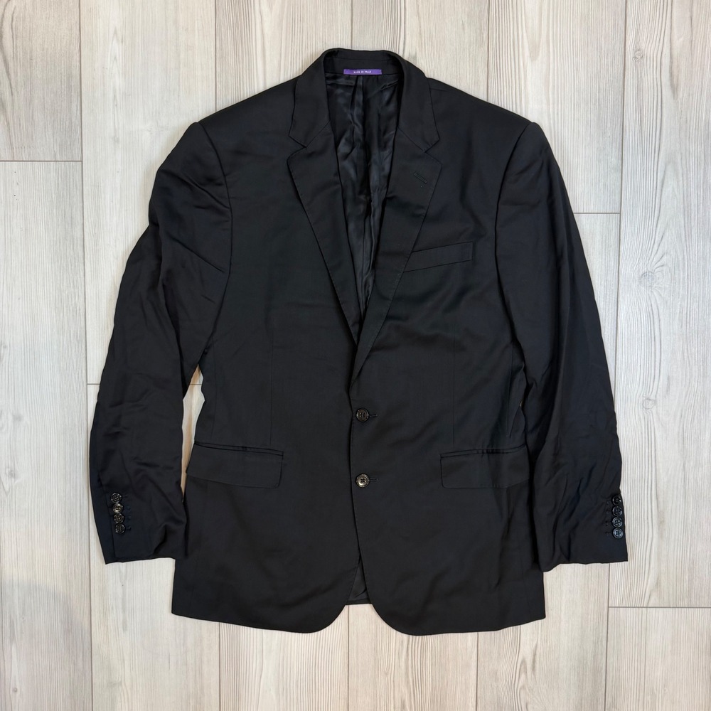 Ralph Lauren Purple Label Mens 42R Black Wool Blazer Sport Coat Made in Italy